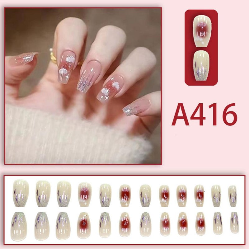 Wearable nails: Fresh, sheer, sweet, cool, and minimalist ready-made nail tips, false nail tips, jelly gel.